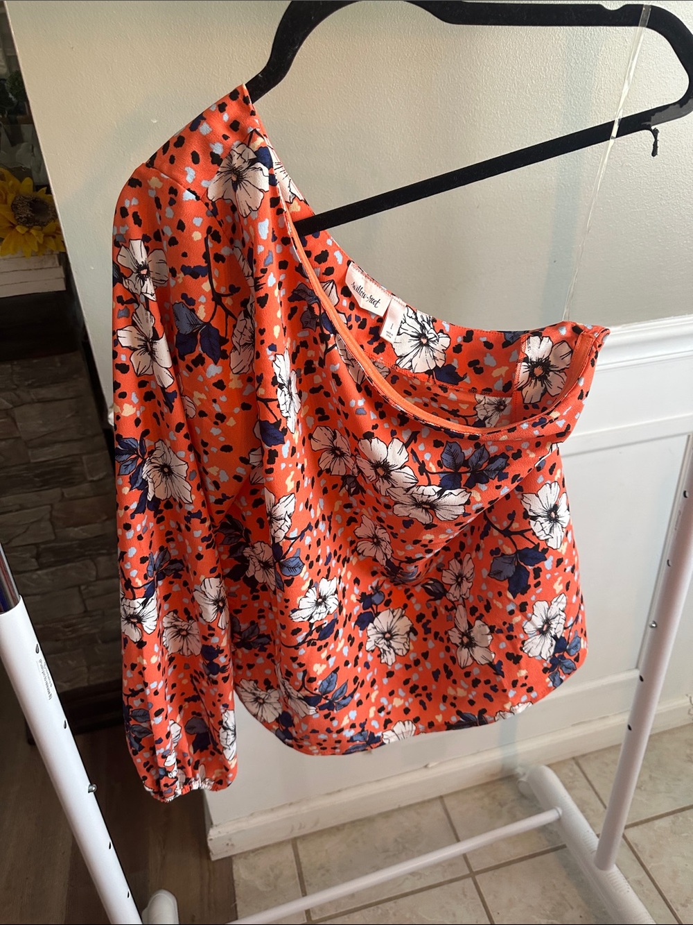 Women's Floral Orange A-Line Skirt by